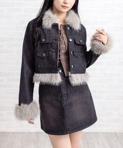 Джинсовая меховая куртка (можно установить)