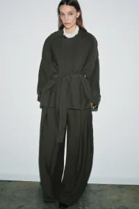 Короткий струящийся тренч из коллекции zw Zara, хаки