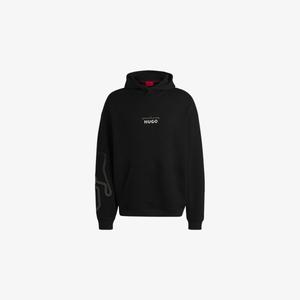 Худи Hugo с принтом и карманом-кенгуру, черный