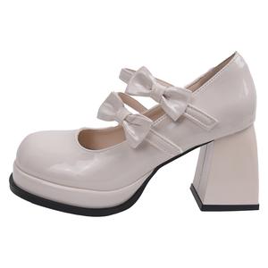 Xingdiman Женские туфли на платформе с массивным каблуком Ecru высотой 7 см, цвет Ecru 7CM