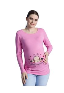 Рубашка для беременных с длинными рукавами с мотивом «Привет любимому человеку» M.M.C., розовый