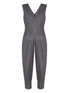 Плиссированный комбинезон на молнии Pleats Please Issey Miyake, серый