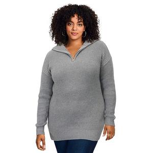 Женский пуловер с полузастежкой-молнией plus size Avenue, Medium Heather Grey