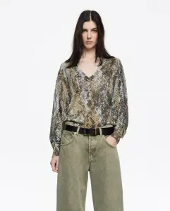 Женский джемпер с люрексом и V-образным вырезом Bimba y Lola, хаки