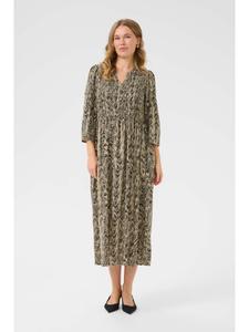 Платье BPofelia, классический крой, серо-карамельный органический принт Kaffe