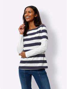 Рубашка с длинными рукавами в полоску цвета экрю и темно-синего цвета Heine