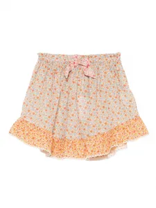 Юбка с цветочным принтом и оборками ZIMMERMANN Kids, оранжевый