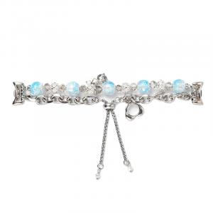IBOANN Часы Watch Band Xiaomi Compatibility Glass Beads Material, Glass Beads Retractable Chain Strap-Blue