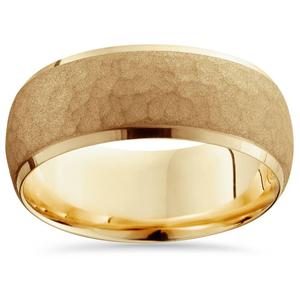 Мужское обручальное кольцо из желтого золота 14 карат, 7 мм, кованая фаска, размер выбирается Pompeii2, 14K Yellow Gold