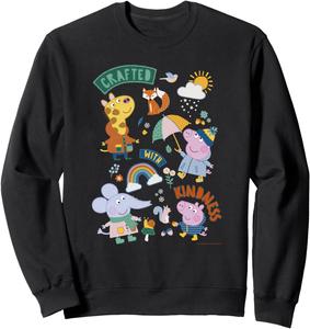 Толстовка с вышитым групповым фото «Свинка Пеппа: Творчество с добротой», черная Peppa Pig