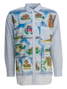 Рубашка с полосатым графическим принтом Comme Des Garcons, белый