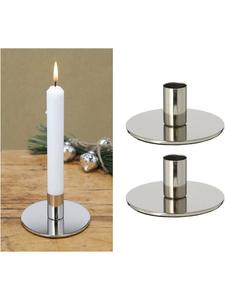 Novaliv Набор из 2 металлических подсвечников для конусных свечей, серебристые, 10x5 см, в винтажном стиле