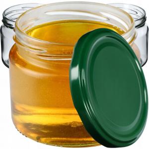 KADAX Банки для консервации с крышками "Сонка", баночки для варенья, баночки для консервирования, 330 мл, крышки зеленые, 100 шт. в упаковке