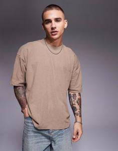 Футболка свободного кроя свободного кроя из смеси льна и камня Asos Design