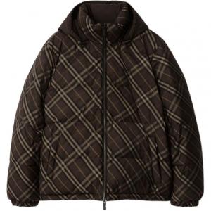 Клетчатая пуховая куртка Burberry, коричневый