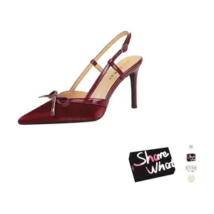 BIGTREE Женские туфли на высоком каблуке Green & Silver/Black/Burgundy/Green & Red