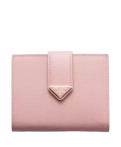 Небольшой кошелек из сафьяновой и гладкой кожи. Prada, розовый