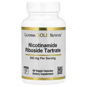 California Gold Nutrition, Никотинамид рибозид тартрат (NR), 250 мг, 60 растительных капсул