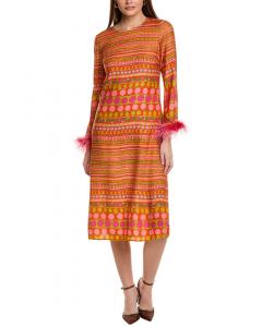 Flora Bea NYC Платье миди из шелка Looney, мультиколор