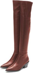 Женские повседневные высокие сапоги FSJ выше бедра, ботильоны выше колена, с заостренным закрытым носком, на низком массивном каблуке, кожаные, для вечеринок и клубов, осенне-зимняя обувь, размеры 4-15 US, Chocolate