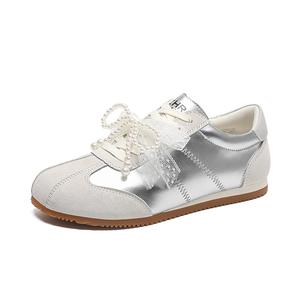 ZHR Низкие немецкие армейские кроссовки женские серебристые, цвет Silver