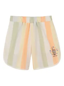 Шорты в полоску с логотипом Kenzo Kids, бежевый