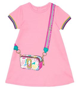 Детское хлопковое платье с принтом Marc Jacobs Kids, розовый