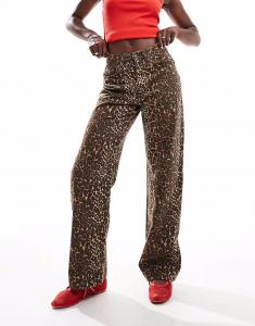 Джинсы свободного кроя с леопардовым принтом Cotton On, леопардовый