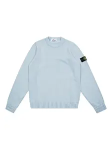Хлопковый свитер с нашивкой-компасом Stone Island Junior, синий