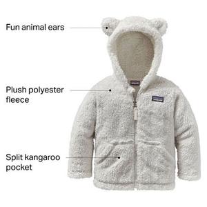 Флисовая куртка с капюшоном Furry Friends – для младенцев Patagonia, белый
