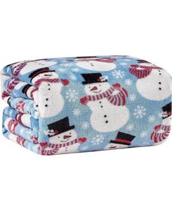 Зимняя хандра, рождественский снеговик, ультрамягкий и плюшевый плед Kate Aurora, Blue