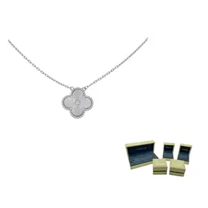 Van Cleef & Arpels Alhambra Four Leaf Lucky серия 18K белое золото ожерелье женское серебро