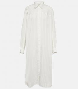 Жаккардовое платье-рубашка в полоску TOTEME, белый