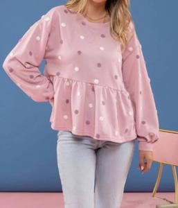 Топ Pom Pom с вязаным узором в розовых оттенках Blu Pepper