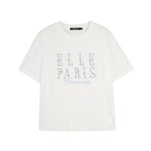 ELLE Футболка женская белая с круглым вырезом тонкая прямая посадка