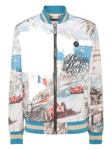 Куртка бомбер из атласа Monaco Cote d'Azur Philipp Plein, белый
