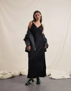 Черное атласное платье adidas Originals x ASOS