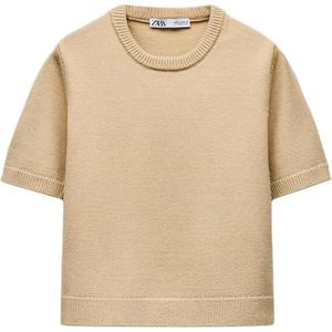 Футболка обычная женская бежевая ZARA