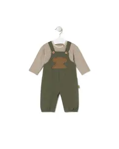 Детский комплект полосатая футболка и комбинезон Tous, темно-зеленый