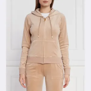 Классическая велюровая худи Robertson на молнии золотистого цвета, толстовка стандартного кроя hw Juicy Couture, бежевый