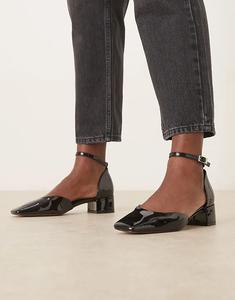 Туфли ASOS DESIGN Sweet на среднем каблуке из черного лака