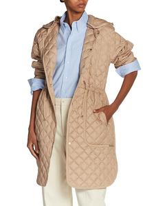 Этелан Длинная стеганая пуховая парка Moncler, коричневый/бежевый