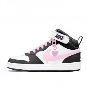 Nike Детские скейтбордистские кроссовки Court Borough 2 белого персикового цвета из пеноматериала с противоскользящей и износостойкой подошвой средней высоты