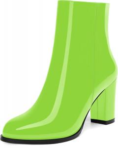 Женские модные повседневные осенне-зимние сапоги ROSERWISH с круглым носком, боковой молнией, на массивном каблуке, высотой до щиколотки, каблук 3,5 дюйма