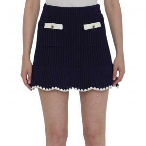 Мини-юбка в стиле crochet-knit Self-portrait, marine синий