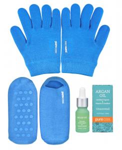 Мужской набор из 3 предметов: увлажняющий гель, перчатки L-XL, носки 10-12 PURECODE, синий