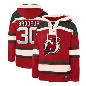 Толстовка с капюшоном на шнурке '47 Martin Brodeur красная New Jersey Devils с именем и номером игрока Unbranded