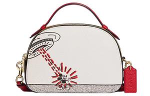 Дисней Коллаборация Кит Харинг Сумка через плечо из галантерейной кожи Серена маленького размера для женщин белый COACH