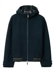 Двусторонняя шерстяная куртка с капюшоном Burberry, синий