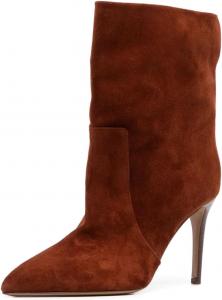 Женские закрытые ботильоны Maiyang с заостренным носком и тонким высоким каблуком, короткие ботинки на пуговицах, стильная обувь на осень и зиму, для вечеринок и повседневной носки, размер 4-16 US, Brown